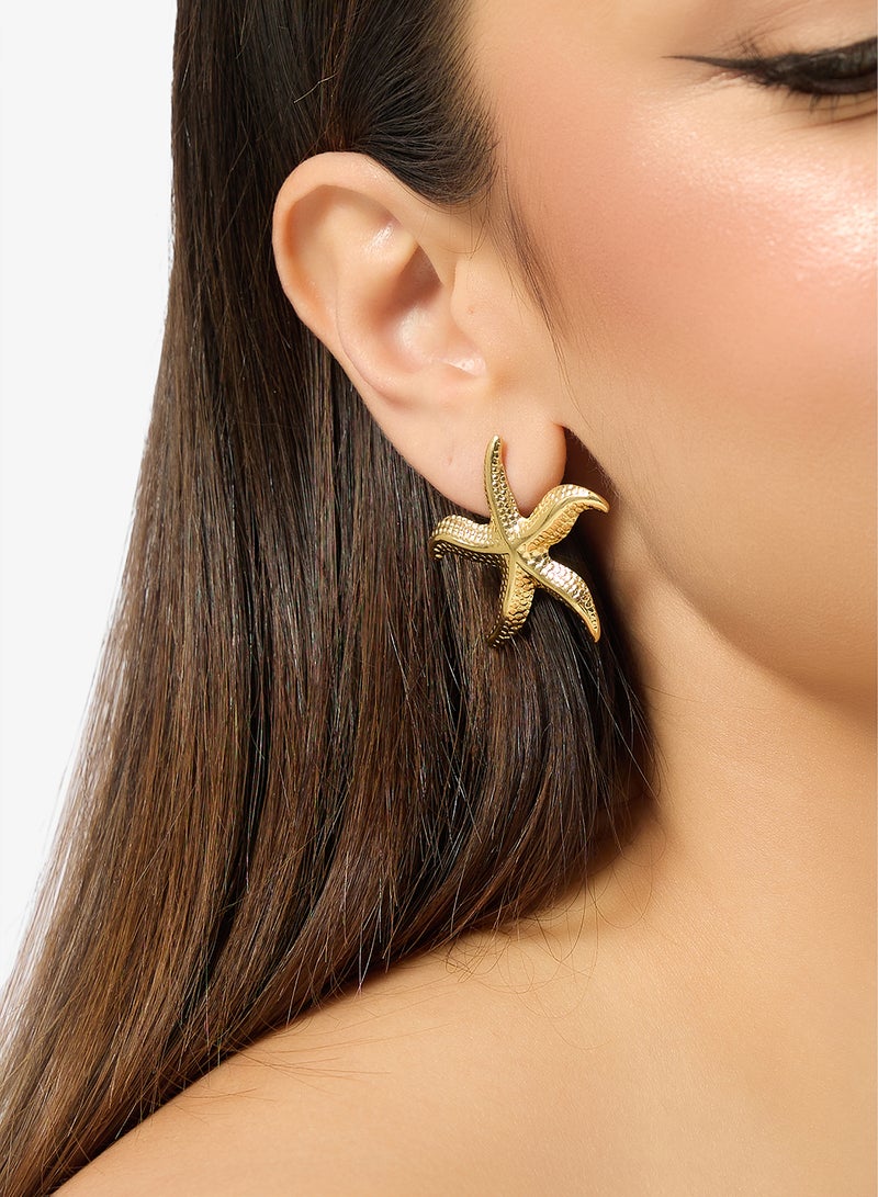 Ginger 2PK Beach Inspired Chunky Gold Earrings - Image 3